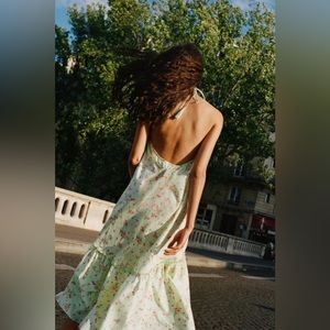 Zara Sold Out Printed Halter Top